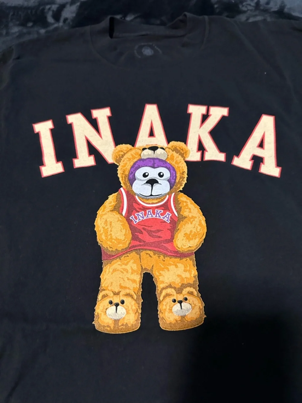 Mens Inaka Power Gym Teddy Bear Disguise Graphic Tee T-Shirt - Black Size XL - Picture 2 of 4